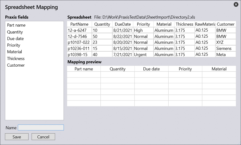 Spreadsheet Mapping