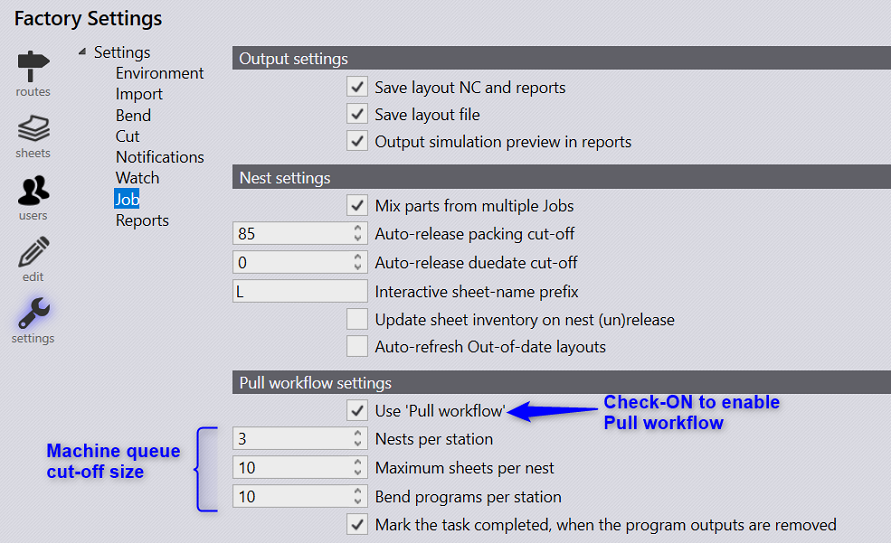 Pull Workflow Settings